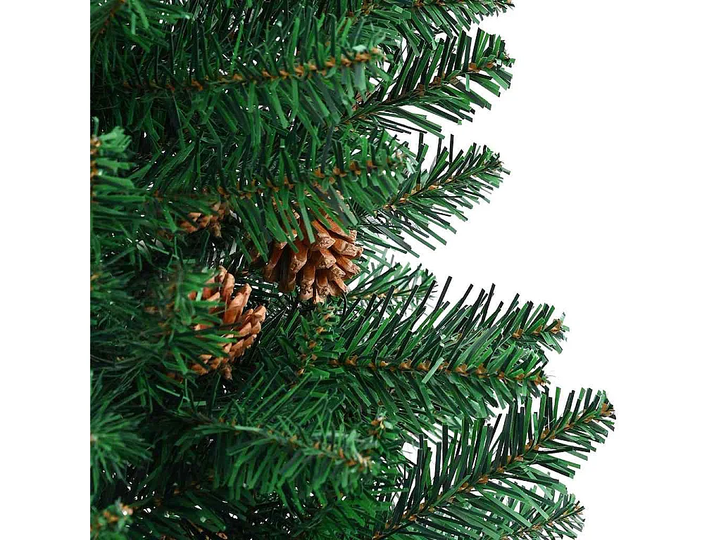Albero di Natale verde sottile 180 cm in PVC e legno di pino massiccio