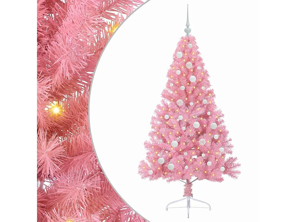 Künstlicher Weihnachtsbaum mit Beleuchtung, Rosa, 150 cm, PVC