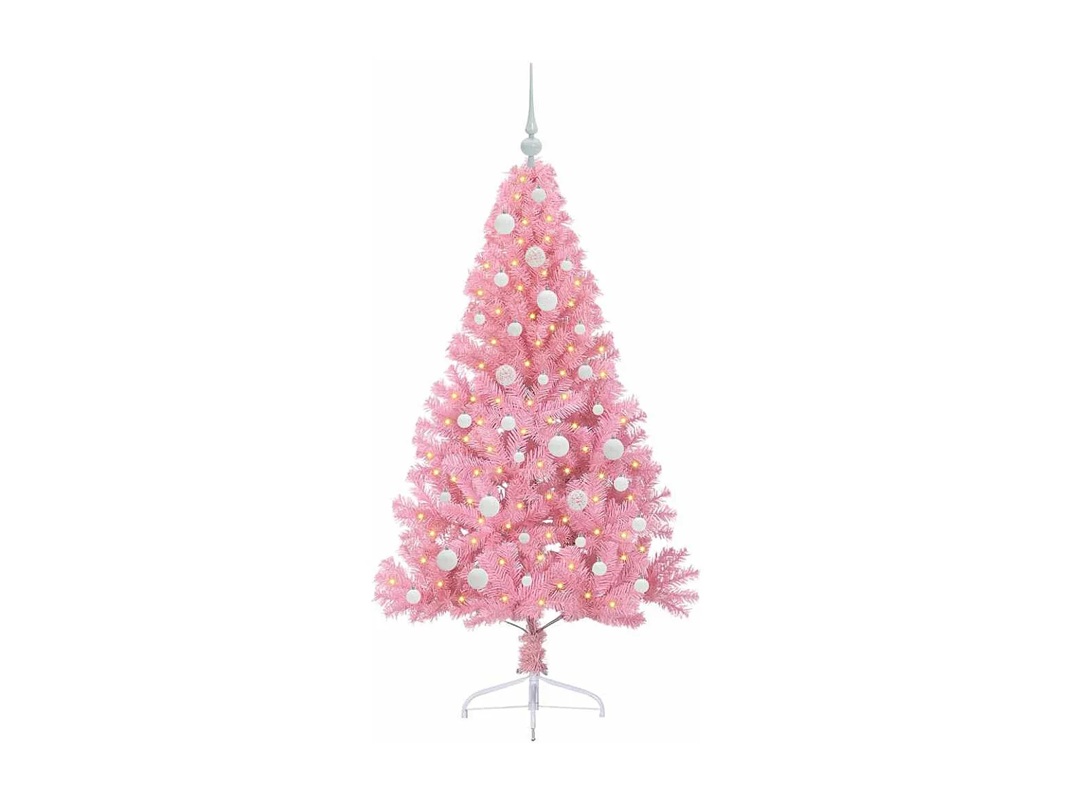 Künstlicher Weihnachtsbaum mit Beleuchtung, Rosa, 150 cm, PVC