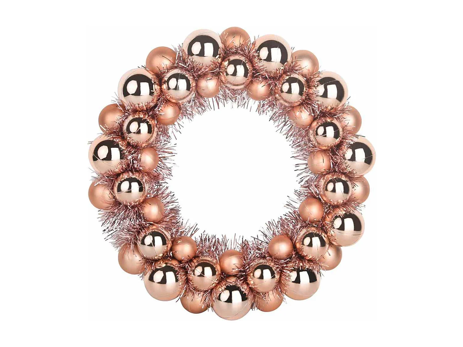 Couronnes de Boules de Noël 2 pcs Rose doré 33 x 33 x 7 cm