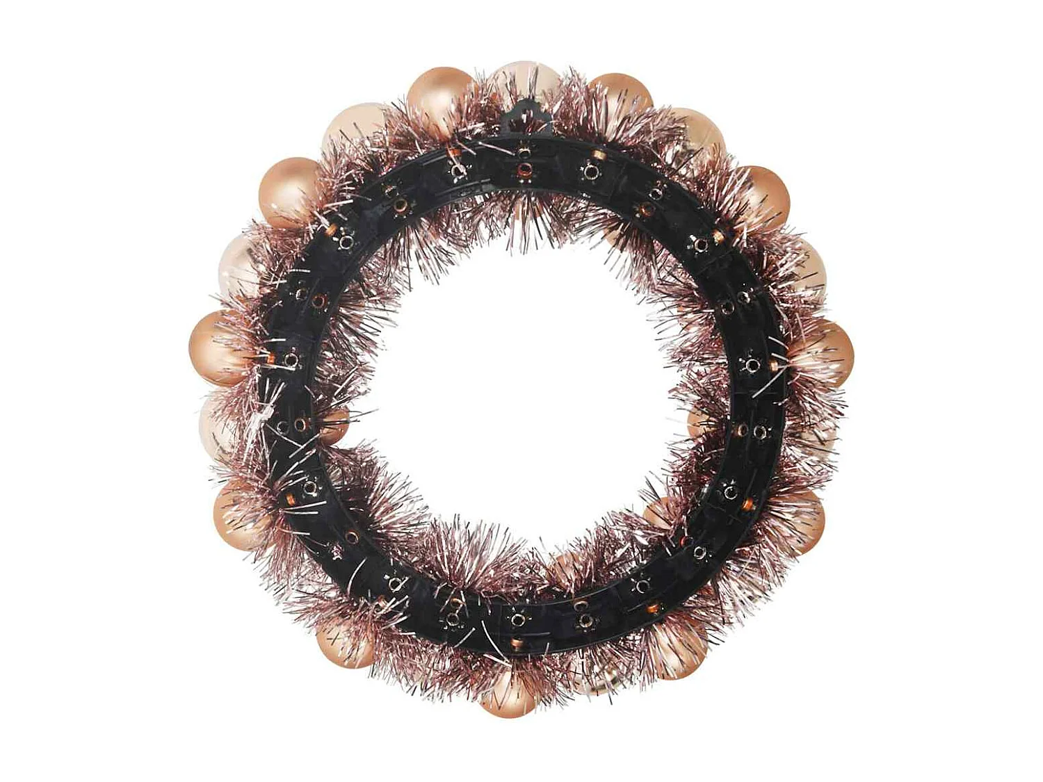 Couronnes de Boules de Noël 2 pcs Rose doré 33 x 33 x 7 cm