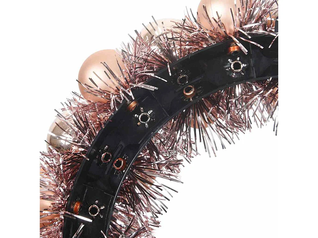 Couronnes de Boules de Noël 2 pcs Rose doré 33 x 33 x 7 cm