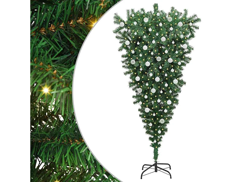 Sapin de Noël artificiel pré-éclairé à l'envers avec ensemble de boules