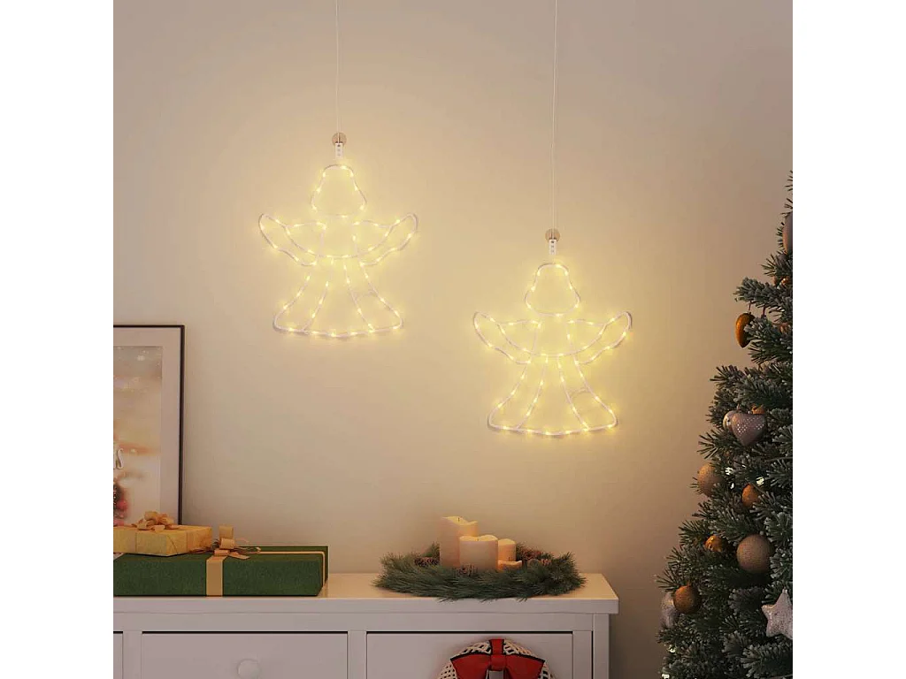 Lumières de Noël silhouette d'ange 2 pcs 50 LED blanc chaud