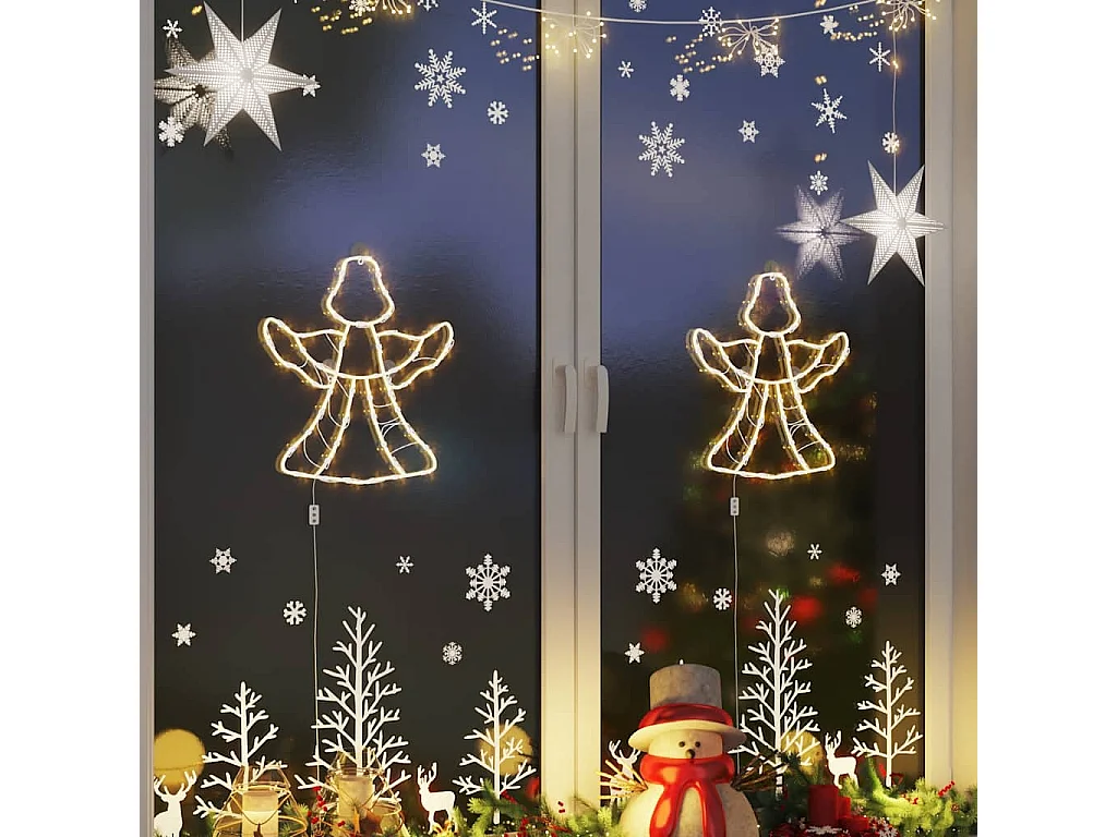 Engel silhouet kerstverlichting 2 stuks 50 LED warm wit