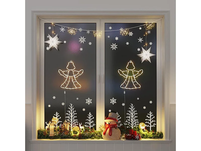 Engel silhouet kerstverlichting 2 stuks 50 LED warm wit