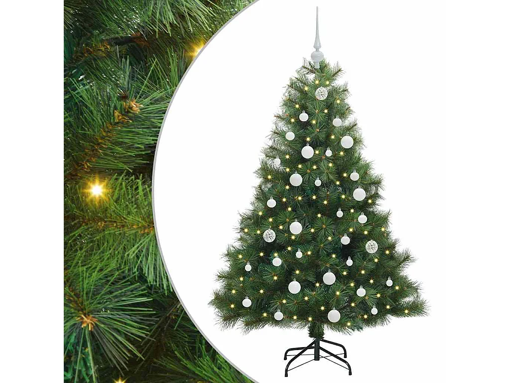 Künstlicher Weihnachtsbaum mit 150 LEDs Grün 150 cm PE und PVC