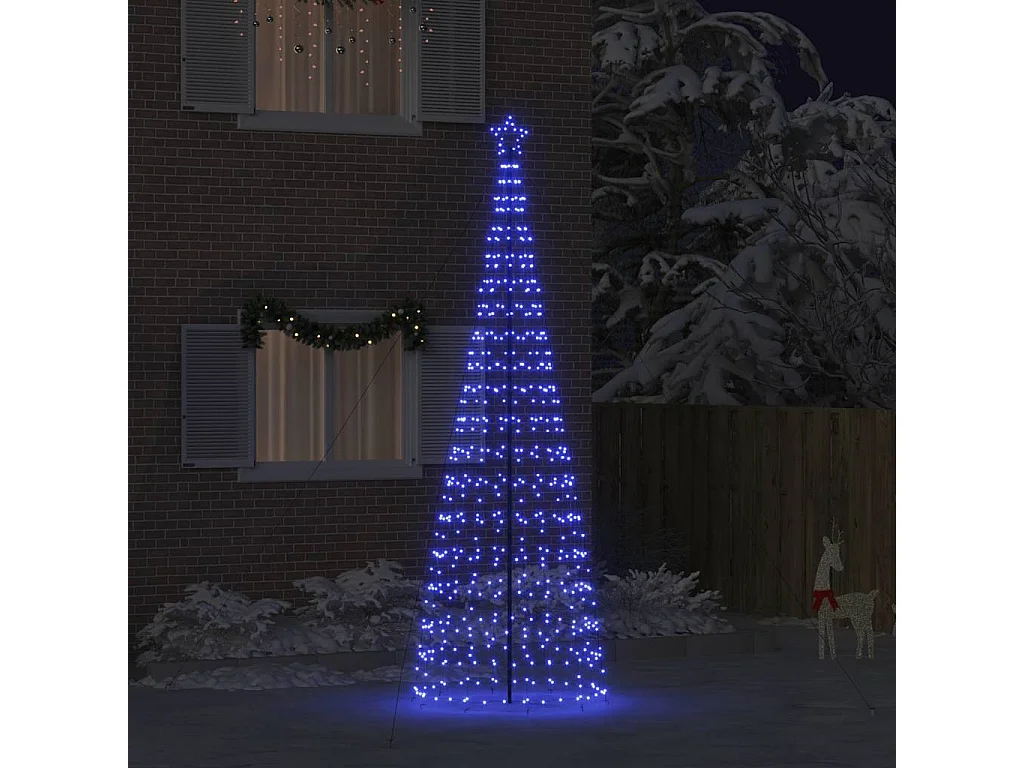 Arbre de Noël LED avec piquets au sol Bleu 400 cm Fer