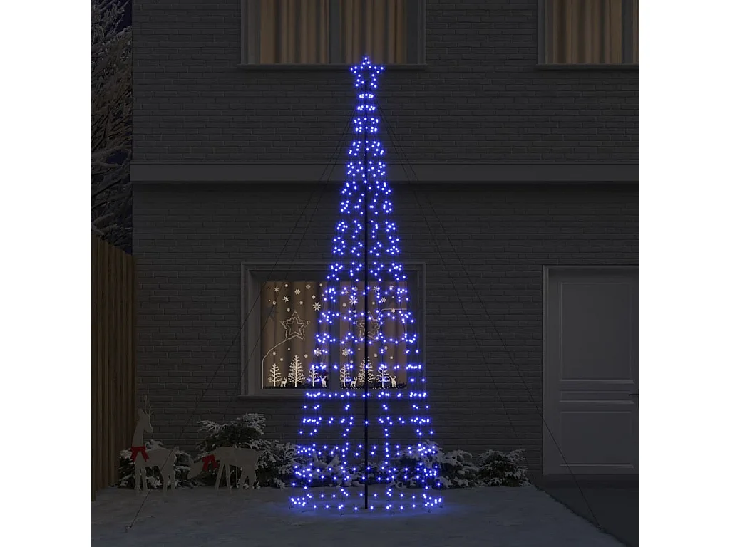 Arbre de Noël LED avec piquets au sol Bleu 400 cm Fer