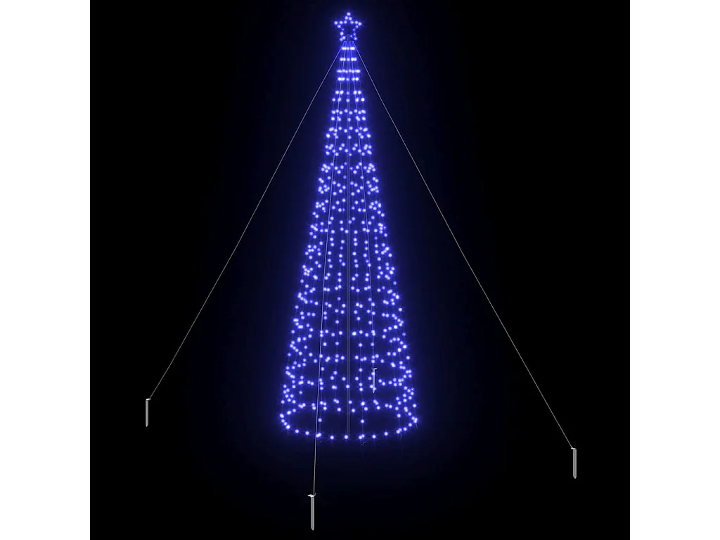 Arbre de Noël LED avec piquets au sol Bleu 400 cm Fer