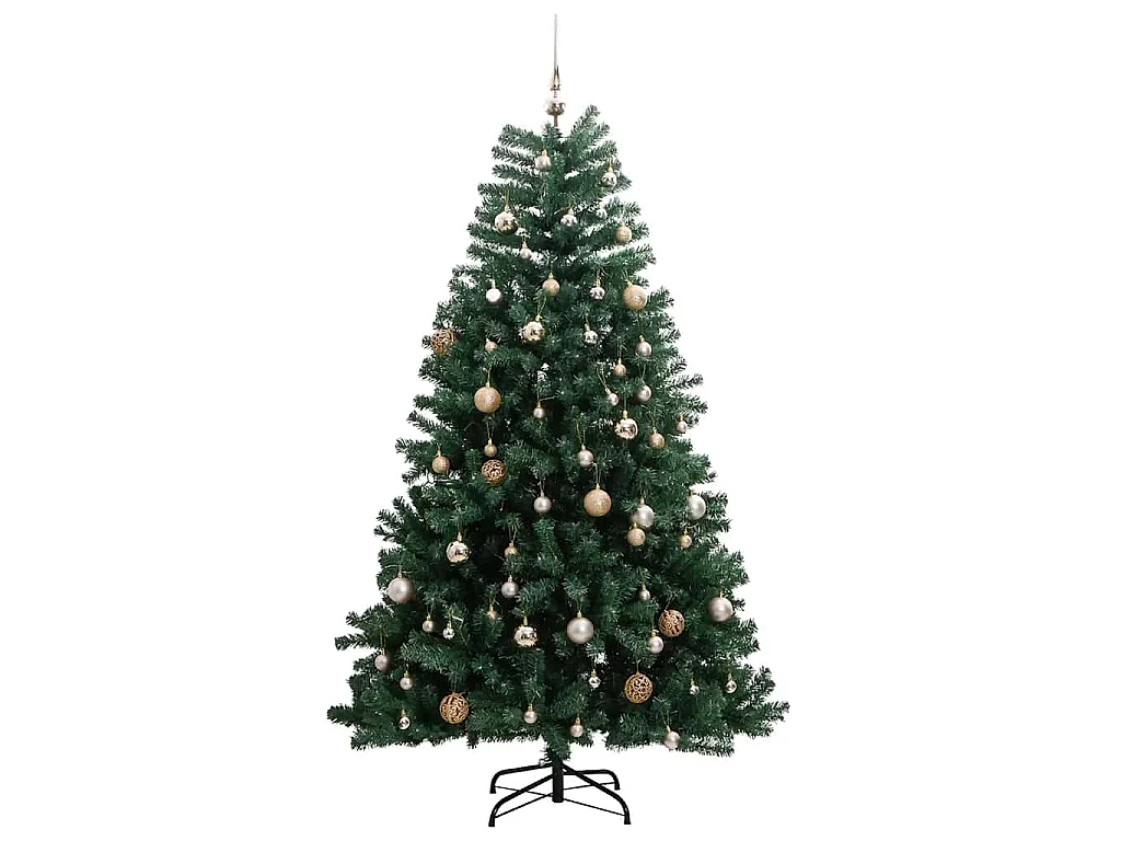 240 cm großer beweglicher künstlicher Weihnachtsbaum mit 300 LEDs und Kugeln