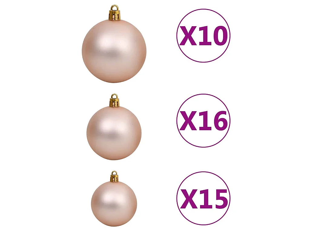 240 cm großer beweglicher künstlicher Weihnachtsbaum mit 300 LEDs und Kugeln