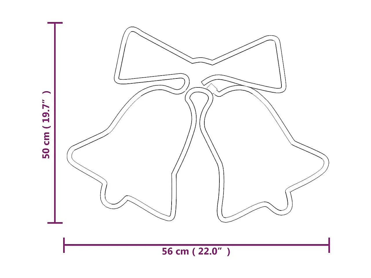 Kerstbelfiguren met 72 LED's 2 stuks 50x56 cm