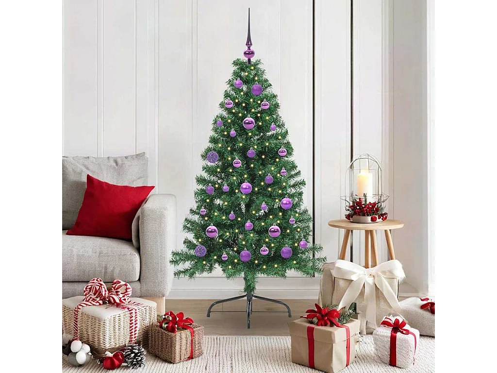 Sapin de Noël artificiel pré-éclairé Vert 150 cm PVC