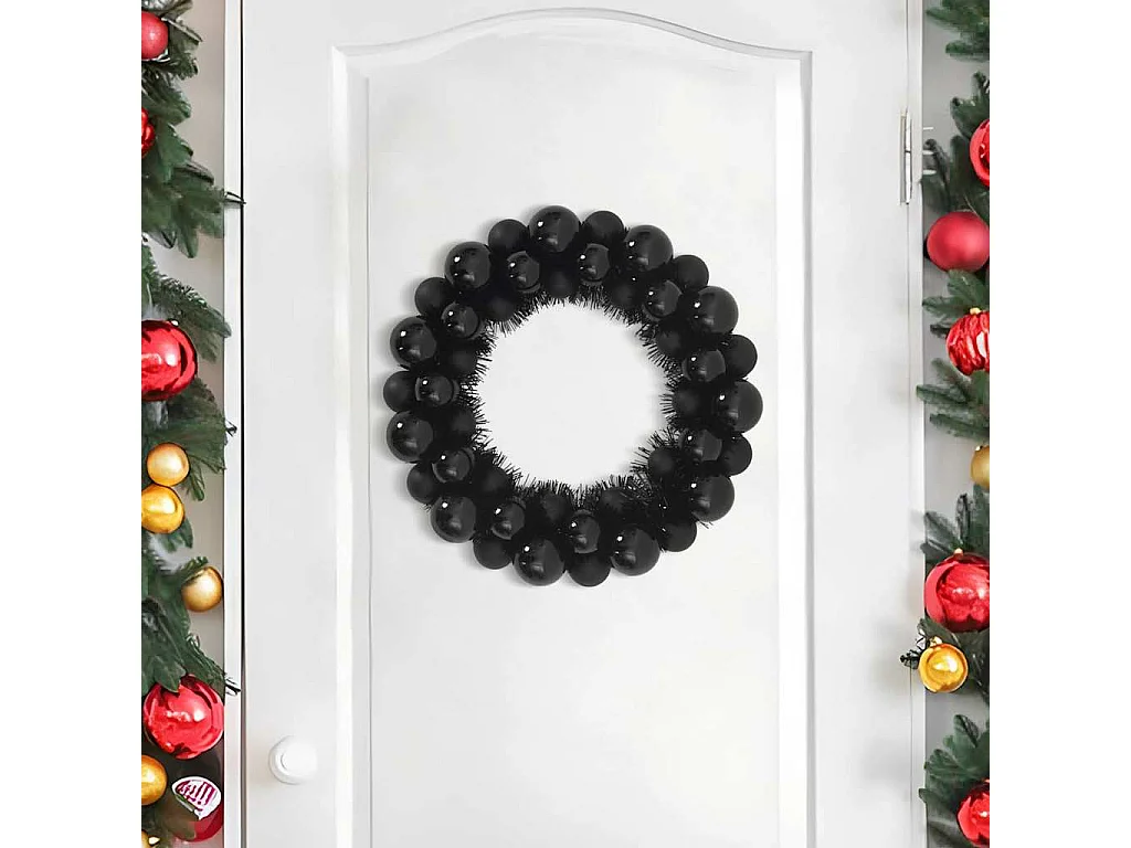 Couronnes de Boules de Noël 2 pcs Noir 33 x 33 x 7 cm