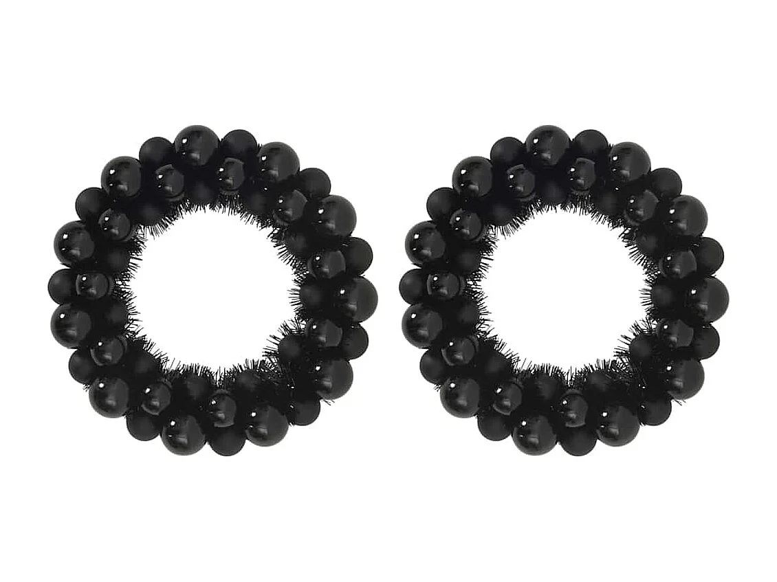 Couronnes de Boules de Noël 2 pcs Noir 33 x 33 x 7 cm