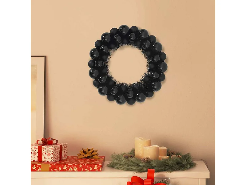 Couronnes de Boules de Noël 2 pcs Noir 33 x 33 x 7 cm