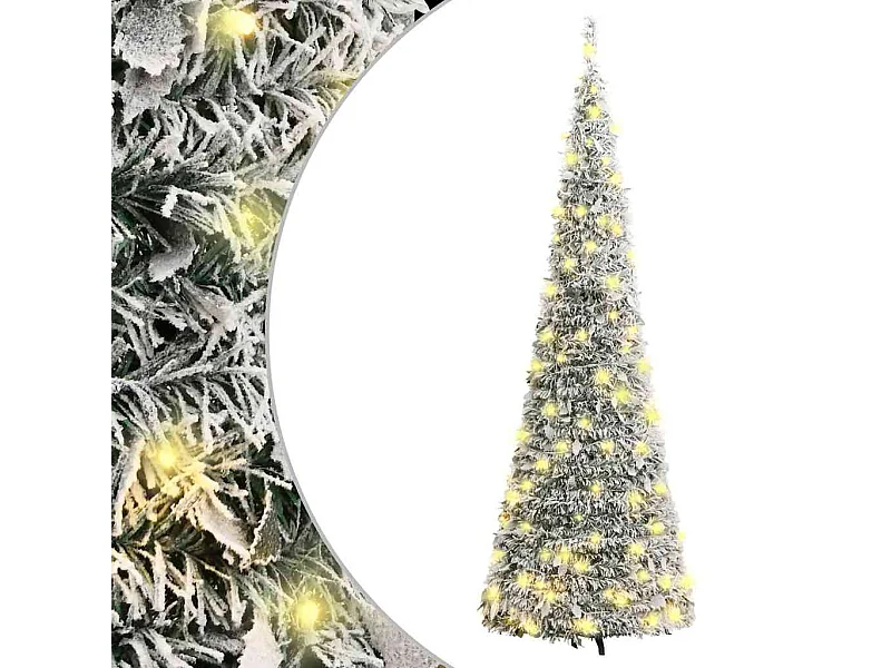 Albero di Natale artificiale retrattile con fiocchi di neve 200 LED