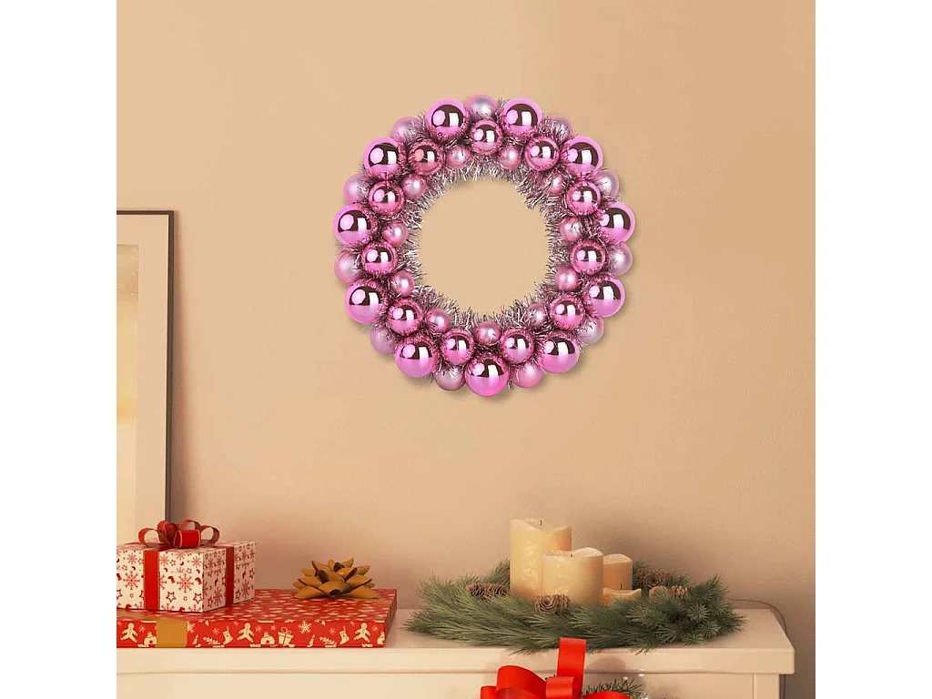 Couronnes de Boules de Noël 2 pcs Rose 33 x 33 x 7 cm