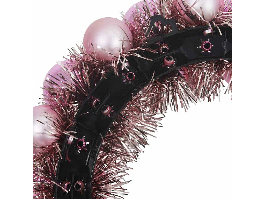 Couronnes de Boules de Noël 2 pcs Rose 33 x 33 x 7 cm