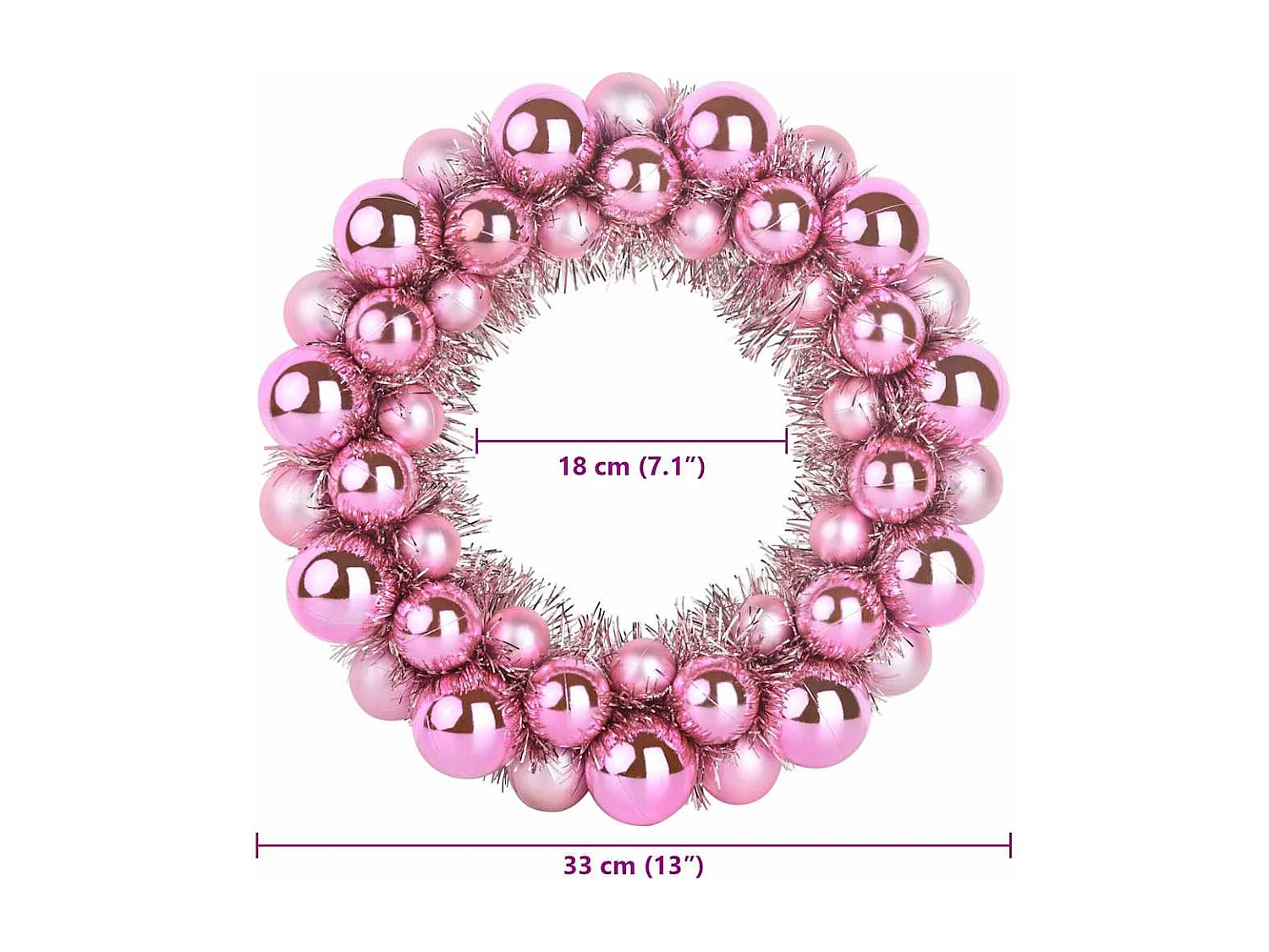 Kerstbalkransen 2 stuks Roze 33 x 33 x 7 cm