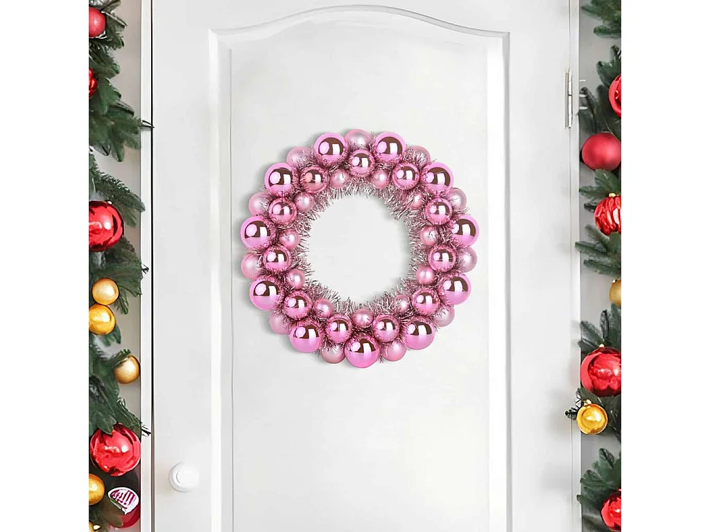 Weihnachtskugelkränze 2 Stück Rosa 33 x 33 x 7 cm