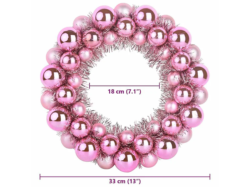Weihnachtskugelkränze 2 Stück Rosa 33 x 33 x 7 cm