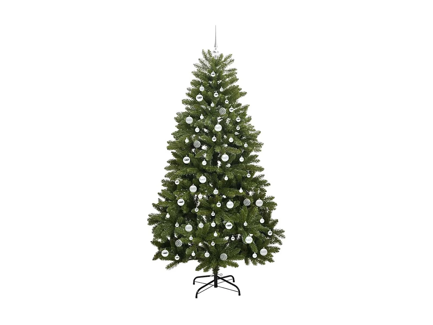 Künstlicher Weihnachtsbaum mit 300 LEDs Grün 210 cm PVC und Metall
