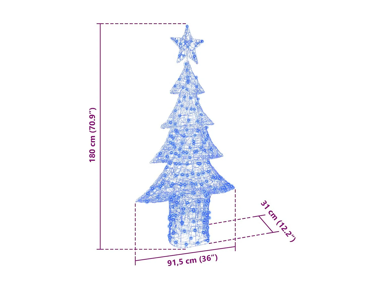 Sapin de Noël avec 240 LED Bleu 180 cm Acrylique