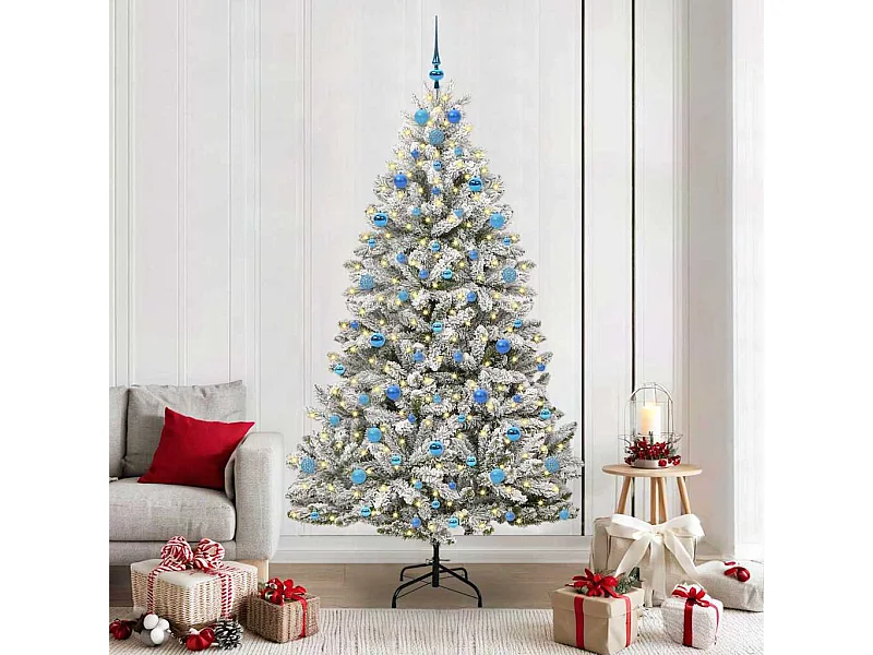 Sapin de Noël artificiel Vert et blanc 210 cm PVC et métal