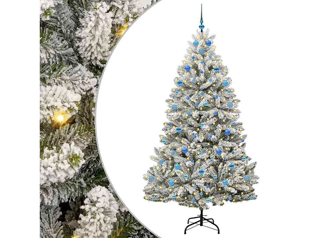 Sapin de Noël artificiel Vert et blanc 210 cm PVC et métal