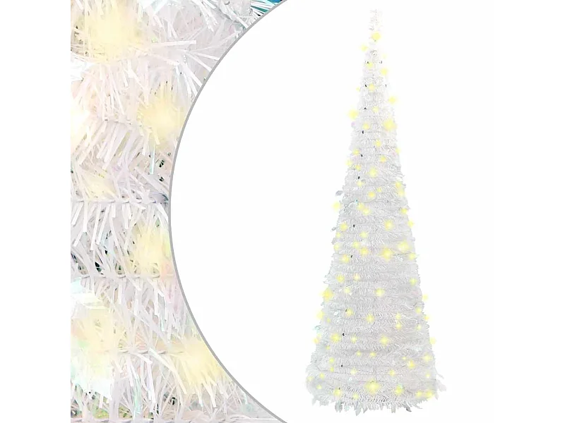 Intrekbare kunstkerstboom 200 LED wit 210 cm