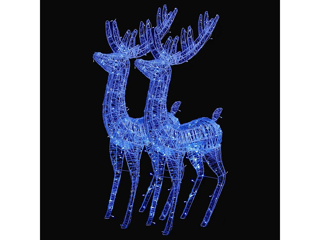 Rennes de Noël XXL Acrylique 250 LED 2 pcs 180 cm Bleu