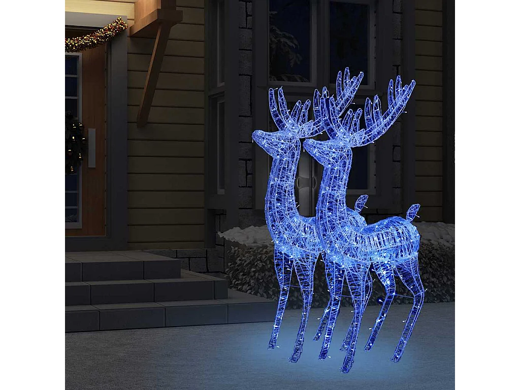 Rennes de Noël XXL Acrylique 250 LED 2 pcs 180 cm Bleu