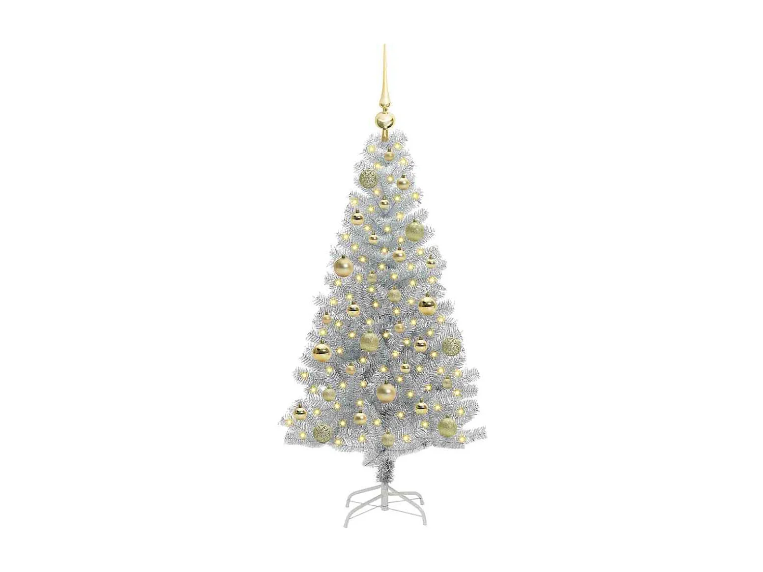 Sapin de Noël avec 150 LED avec support Argent 120 cm PET