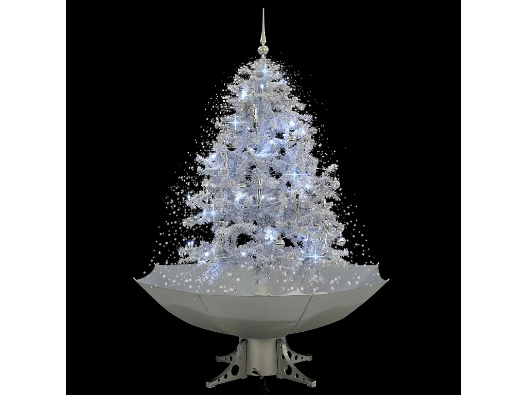 Arbre de Noël neigeux avec base de parapluie Blanc 140 cm