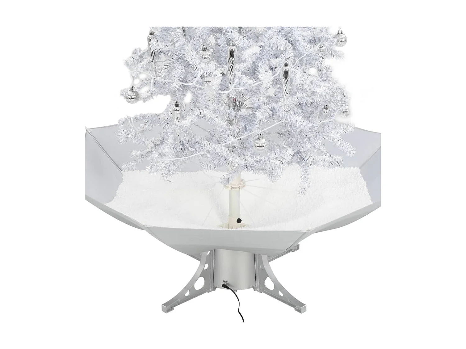Arbre de Noël neigeux avec base de parapluie Blanc 140 cm