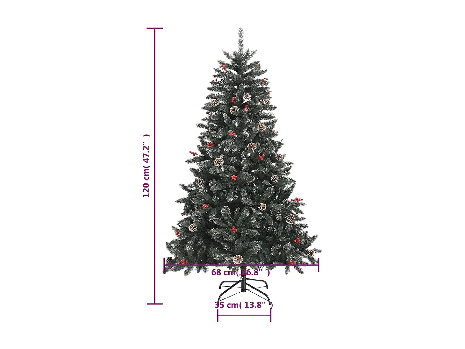 Sapin de Noël artificiel avec support Vert 120 cm PVC