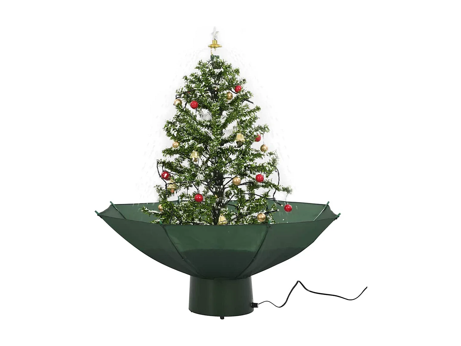 Albero di Natale innevato con base a ombrello verde 75 cm