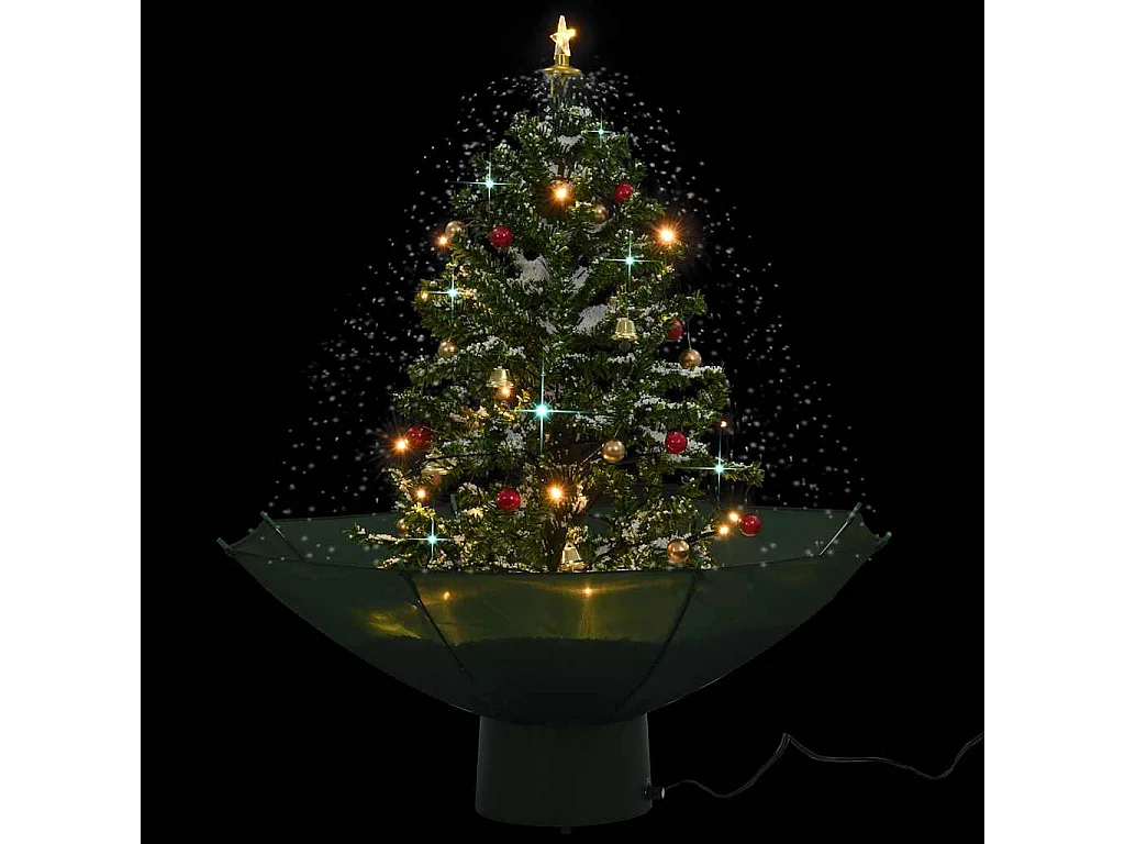 Albero di Natale innevato con base a ombrello verde 75 cm