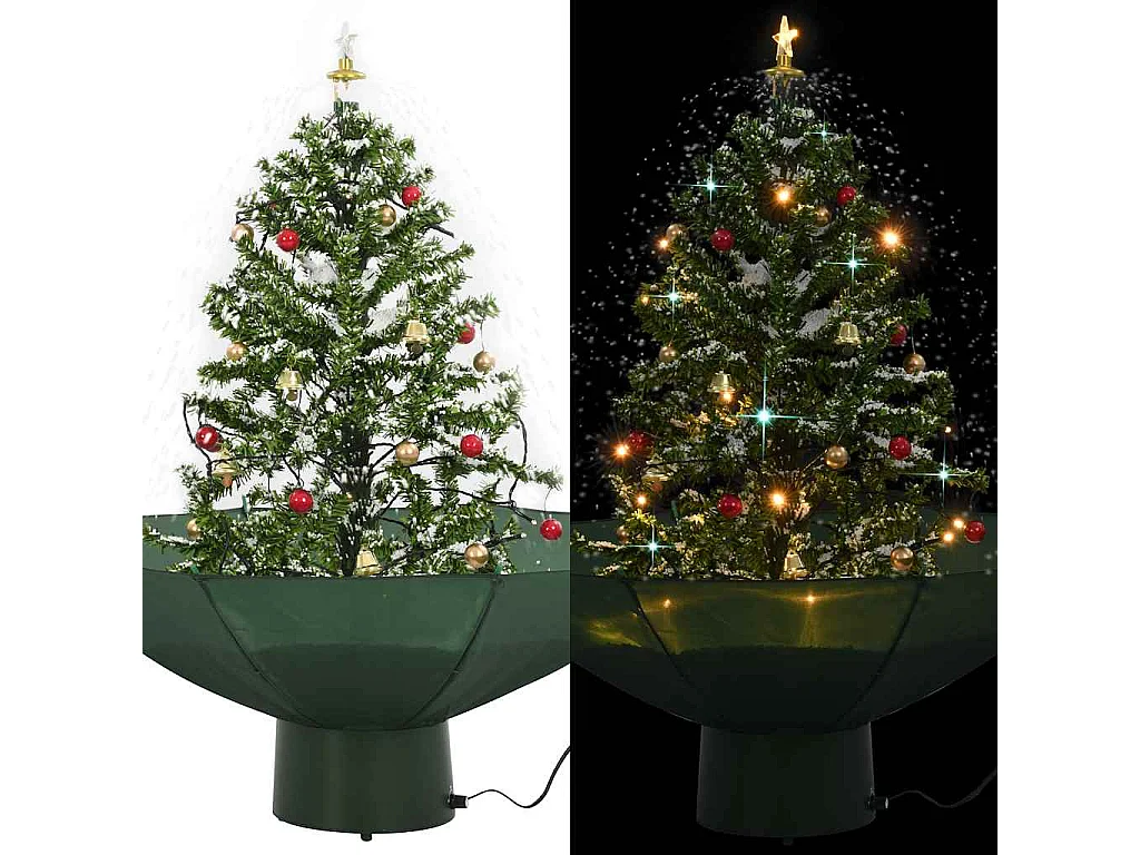 Arbre de Noël neigeux avec base de parapluie Vert 75 cm