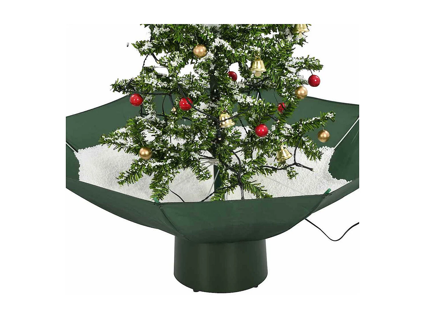 Arbre de Noël neigeux avec base de parapluie Vert 75 cm