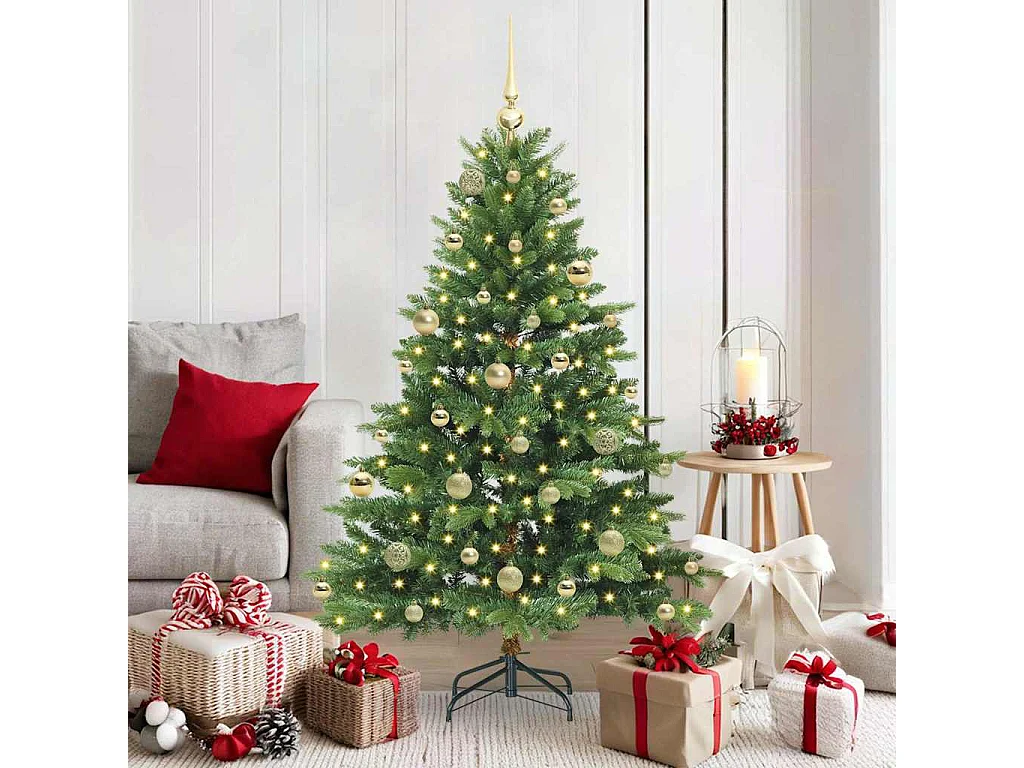 Albero di Natale artificiale con 150 LED Verde 150 cm PE e PVC