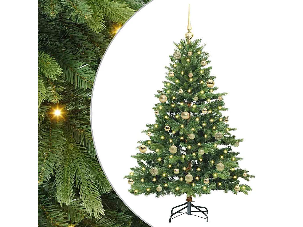 Albero di Natale artificiale con 150 LED Verde 150 cm PE e PVC
