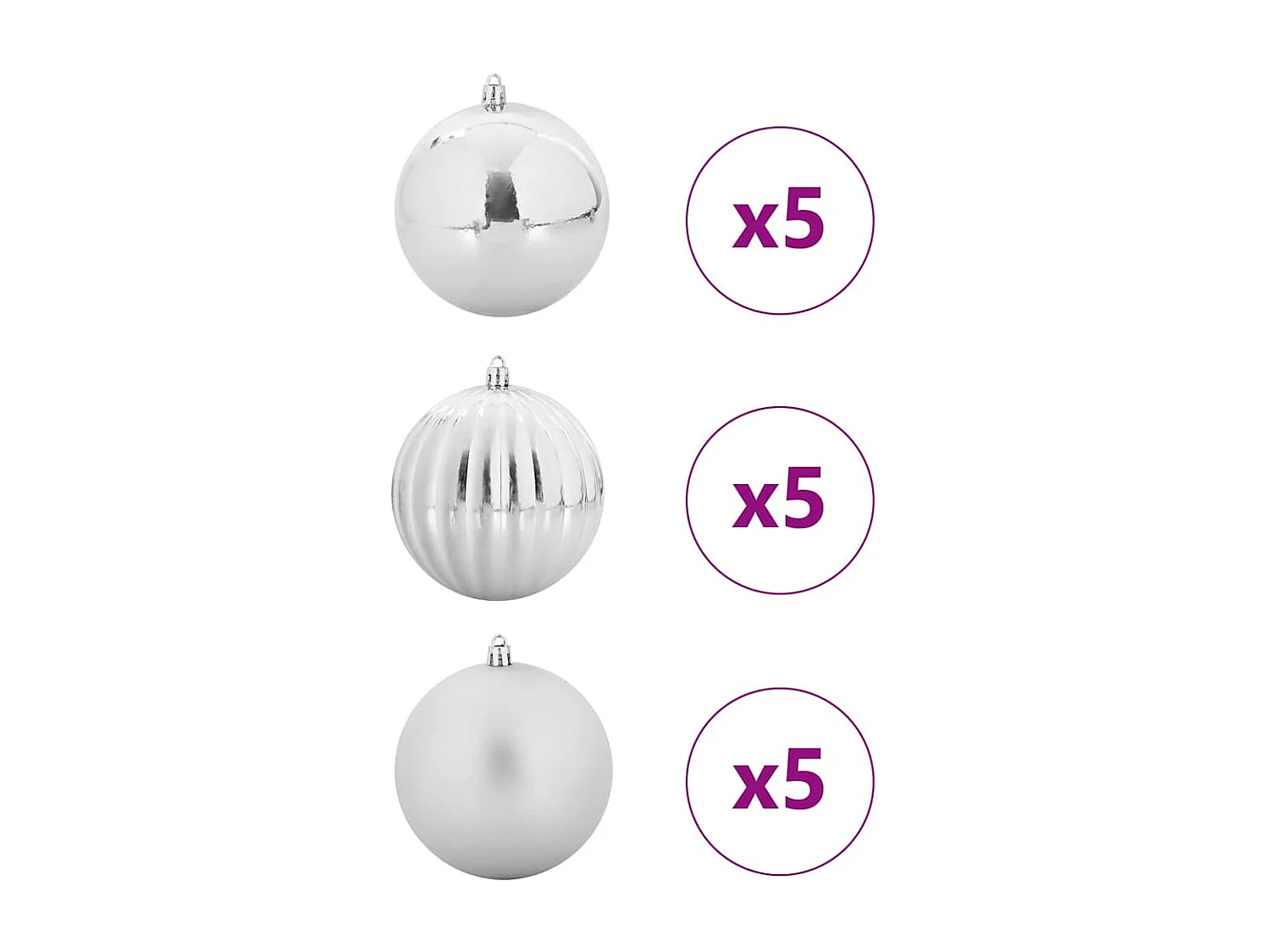 Ensemble de Boules de Noël 15 pcs Argent