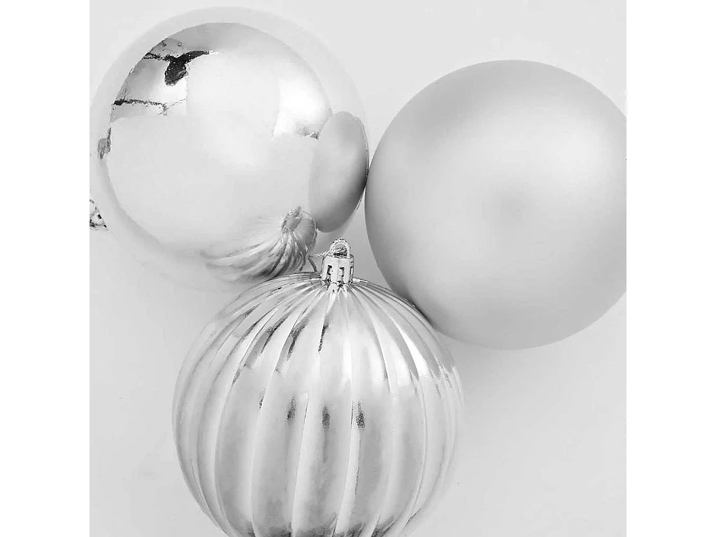 Ensemble de Boules de Noël 15 pcs Argent
