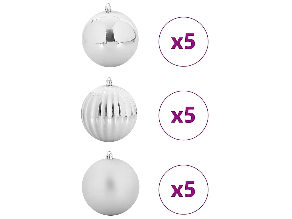 15-teiliges silbernes Weihnachtskugel-Set