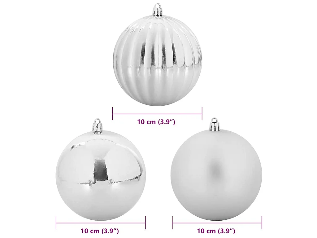 15-teiliges silbernes Weihnachtskugel-Set