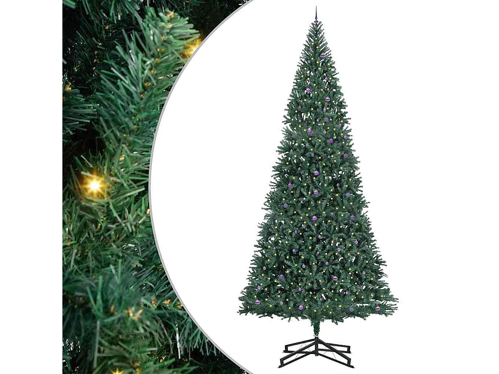 Albero di Natale artificiale preilluminato con set di palline