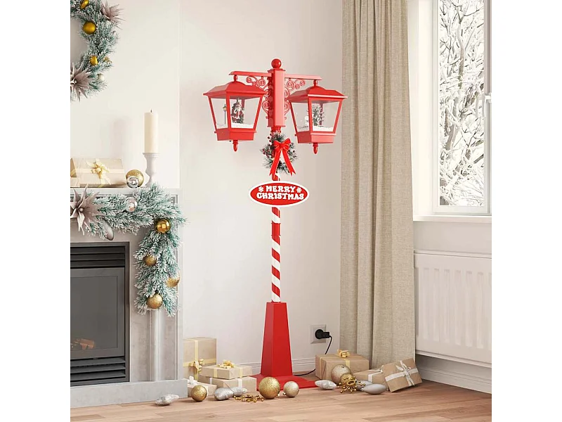 Lampe de rue de Noël avec 2 lanternes Rouge 40,5 x 80 x 188 cm